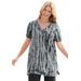 Plus Size Women's V-Neck Tie-Dye Tunic by Woman Within in Black Tie-dye (Size L)