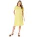 Plus Size Women's Perfect Short-Sleeve Crewneck Tee Dress by Woman Within in Primrose Yellow (Size 3X)