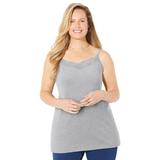 Plus Size Women's Suprema® Cami With Lace by Catherines in Heather Grey (Size 4X)