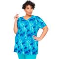 Plus Size Women's Easy Fit Short Sleeve V-Neck Tunic by Catherines in Blue Rain (Size 0X)