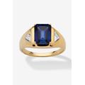 Men's Big & Tall Men's 18K Gold over Sterling Silver Sapphire and Diamond Accent Ring by PalmBeach Jewelry in Sapphire Diamond (Size 11)