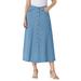 Plus Size Women's Perfect Cotton Button Front Skirt by Woman Within in Light Stonewash (Size 36 W)