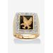 Men's Big & Tall Men's 14K Gold over Silver Diamond Accent and Onyx Eagle Ring by PalmBeach Jewelry in Diamond Onyx (Size 9)