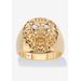 Men's Big & Tall Men's Gold over Sterling Silver Genuine Diamond Accent Lion Ring by PalmBeach Jewelry in Diamond (Size 14)