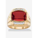 Men's Big & Tall Men's Yellow Gold-Plated Created Ruby White and Diamond Accent Ring by PalmBeach Jewelry in Ruby Diamond (Size 12)