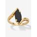 Women's 18k Yellow Gold-Plated Natural Black Onyx Marquise Shaped Bypass Ring by PalmBeach Jewelry in Gold (Size 7)