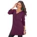 Plus Size Women's Y-Neck Ultimate Tunic by Roaman's in Dark Berry (Size S) Long Shirt