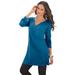 Plus Size Women's Y-Neck Ultimate Tunic by Roaman's in Peacock Teal (Size 3X) Long Shirt