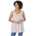 Plus Size Women's Button-Front Linen Tank by Woman Within in Sweet Coral Stripe (Size 30/32) Top