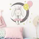 Autocollants muraux de dessin animé lune lapin enfants filles décor de maison papier peint chambre