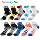 Chaussettes de course pour hommes 10 paires/lot en coton rayures colorées extérieur