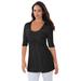 Plus Size Women's Pleated Tunic by Jessica London in Black (Size 18/20) Long Shirt