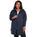 Plus Size Women's Fleece Zip Hoodie Jacket by Roaman's in Navy (Size M)