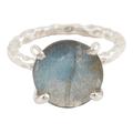 'Rhodium-Plated Sterling Silver Labradorite Cocktail Ring'