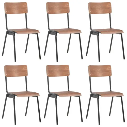 vidaXL Esszimmerstühle 6 Stk. Braun Sperrholz