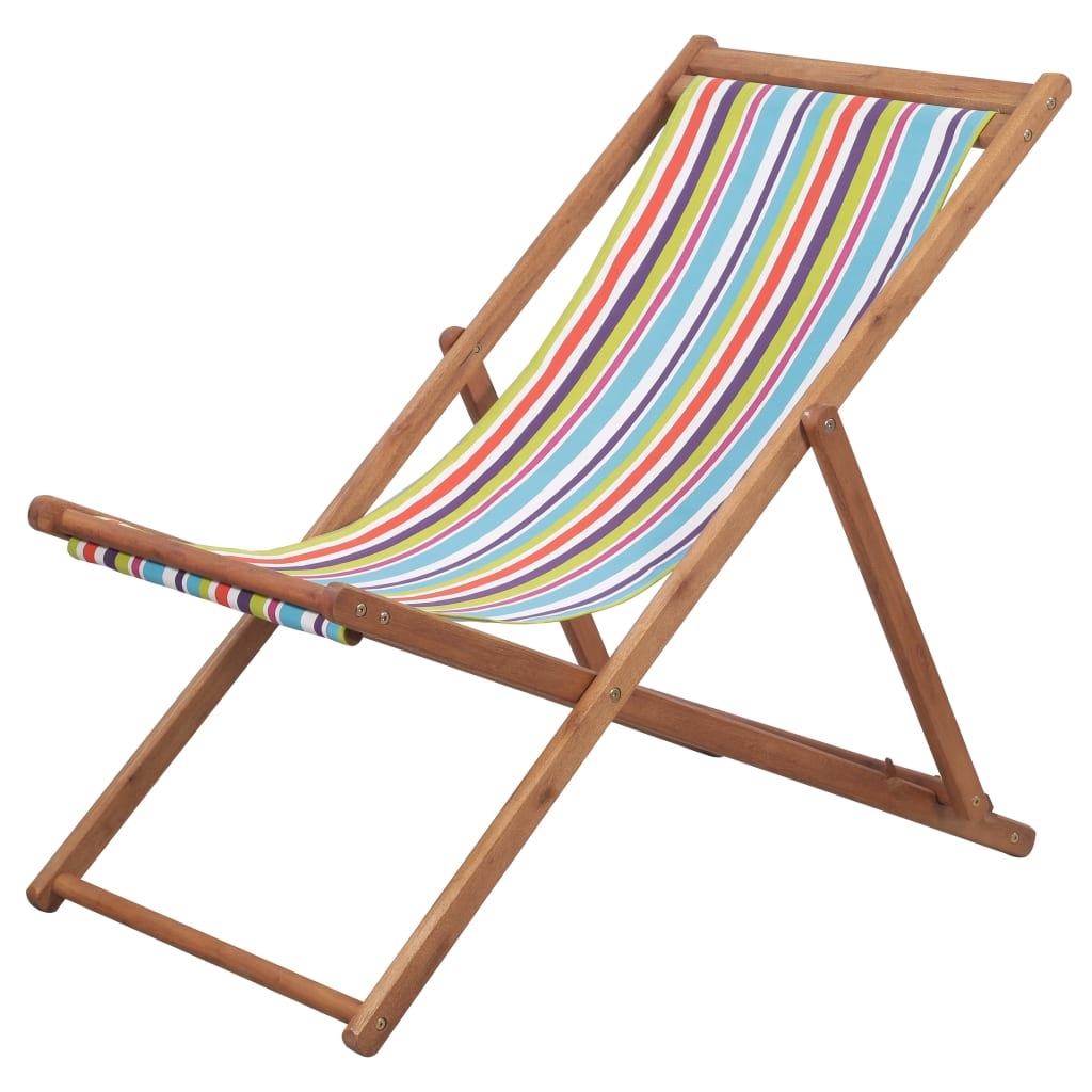 vidaXL Strandstuhl Klappbar Stoff und Massivholz Mehrfarbig Image