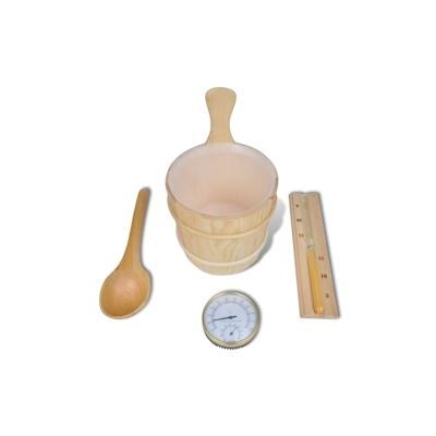 vidaXL 5-tlg. Saunazubehör mit Eimer Löffel Sanduhr Thermo-Hygrometer Image