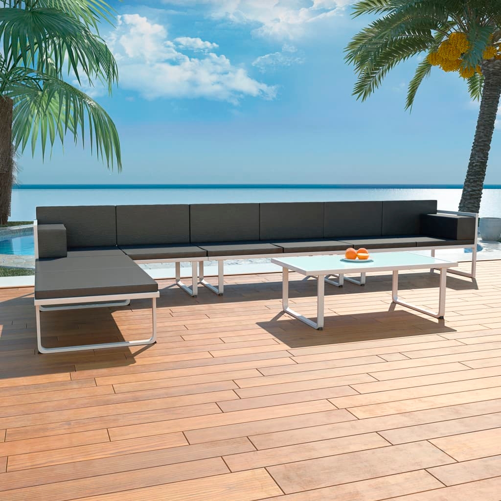 vidaXL 5-tlg. Garten-Lounge-Set Textilene Aluminium Schwarz Image