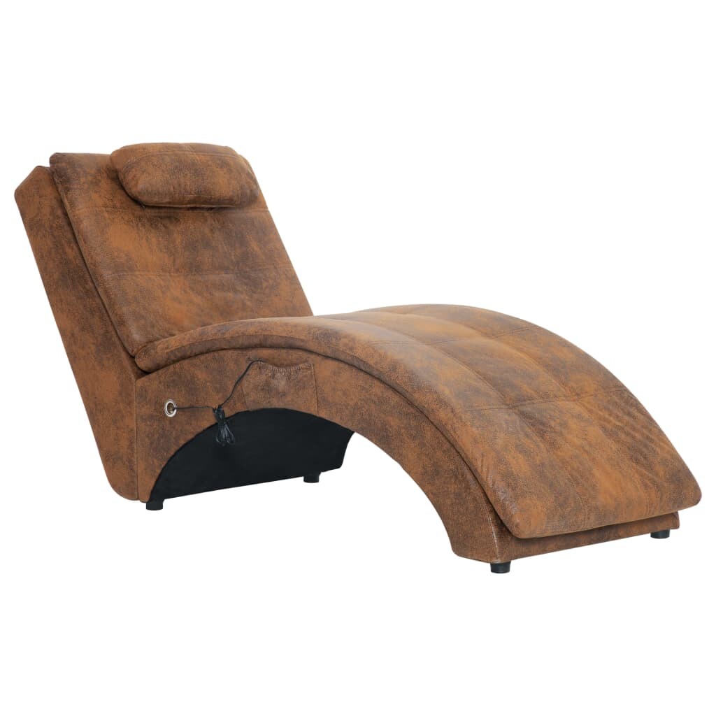 vidaXL Massage Chaiselongue mit Kissen Braun Wildleder-Optik Image