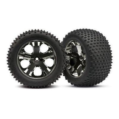 Traxxas Rear All-Star Black Chrome Wheels with Alias Tires