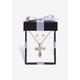 Women's Yellow Gold-Plated Cross Pendant with Genuine Diamond Accent on 18" Chain by PalmBeach Jewelry in Diamond