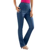 Plus Size Women's Straight-Leg Comfort Stretch Jean by Denim 24/7 in Medium Stonewash Sanded (Size 20 T)