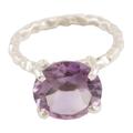 Ultraviolet,'Rhodium-Plated Sterling Silver Amethyst Cocktail Ring'
