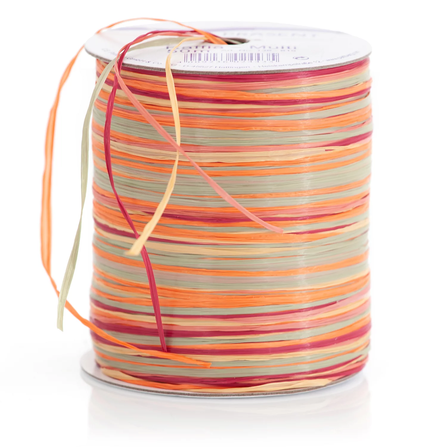 Raffia-Bast Multi 50 m, orange/rot