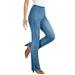 Plus Size Women's Bootcut Comfort Stretch Jean by Denim 24/7 in Light Stonewash Sanded (Size 16 WP) Elastic Waist