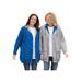 Plus Size Women's Fleece Nylon Reversible Jacket by Woman Within in Bright Cobalt Heather Grey (Size M) Rain Jacket