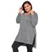 Plus Size Women's Tunic Hoodie by Roaman's in Medium Heather Grey (Size 22/24)