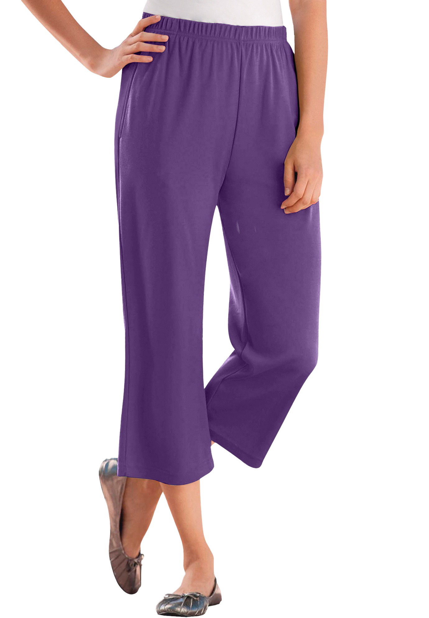 Plus Size Women's 7-Day Knit Capri by Woman Within in Radiant Purple (Size L) Pants