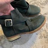Free People Shoes | Free People Green Leather Ankle Booties 6 Eur 36 | Color: Green | Size: 6