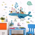 Autocollants muraux de baleine de mer de dessin animé pour la décoration de la maison autocollants