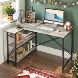 17 Stories Walbrook Reversible L Shaped Computer Desks, Work Desk w/ Adjustable Shelves Wood/Metal in Gray | 29.14 H x 47.24 W x 35.43 D in | Wayfair