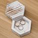 Gracie Oaks Hexagonal Wood Ring Holder Jewelry Box Wood in Brown/White | 1.8 H x 3.2 W x 3.6 D in | Wayfair FF40C04118D648A1877AC765EDED0BA4