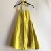 J. Crew Dresses | Euc J Crew Yellow Halter Dress Back Zip Fully Lined W Pleats/Pockets 100% Cotton | Color: Gold/Yellow | Size: 4p