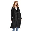 Women Black Trench Coat Belt Double Breasted Pea Coat Faux Leather Coat Women Longline Trench Coat Faux Suede Women Casual Long Coat Women Spring Lightweighted Coat Women Autumn Faux Leather Coat -S