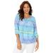 Plus Size Women's Santa Fe Peasant Top by Catherines in Tile Blue (Size 1X)