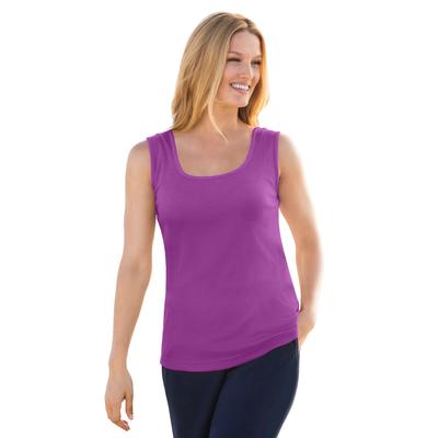Plus Size Women's Rib Knit Tank by Woman Within in Purple Magenta (Size L) Top