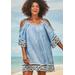 Plus Size Women's Vera Crochet Cold Shoulder Cover Up Dress by Swimsuits For All in Indigo (Size 10/12)