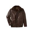 Men's Big & Tall Leather Flight Bomber Jacket by KingSize in Brown (Size 3XL)