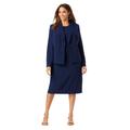 Plus Size Women's 2-Piece Stretch Crepe Single-Breasted Jacket Dress by Jessica London in Navy (Size 18 W) Suit