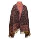 BLACK PINK FLORAL HANDMADE LUXURIOUS SCARF SHAWL WRAP DECORATION WOOLEN SCARF BLANKET OVERSIZED REVERS ABLE WINTER SCARF PURE YAK WOOL SCARF SHAWL