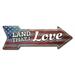 SignMission Decal-999781_Land That I Love Arrow Decal Funny Home Décor 24" Wide Plastic/Acrylic in Blue/Red/White | 10 H x 30 W x 1 D in | Wayfair