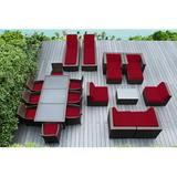 Ebern Designs Pavior Wicker Seating Group Synthetic Wicker/All - Weather Wicker in Red/Brown | Outdoor Furniture | Wayfair