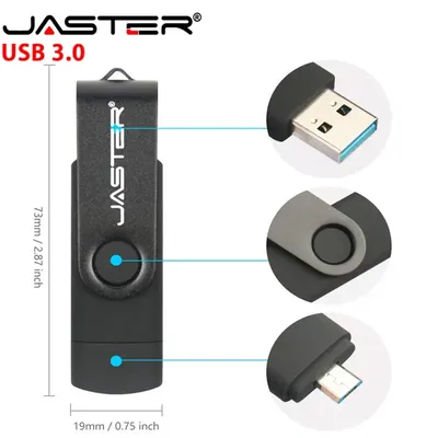 JASTER – clé USB 3.0 OTG en métal support à mémoire de 16GB 32GB 64GB 128GB lecteur flash