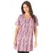 Plus Size Women's Short-Sleeve V-Neck Ultimate Tunic by Roaman's in Soft Blush Speckle (Size 1X) Long T-Shirt Tee