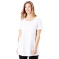 Plus Size Women's Perfect Short-Sleeve Scoop-Neck Henley Tunic by Woman Within in White (Size 18/20)