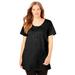 Plus Size Women's Perfect Short-Sleeve Scoop-Neck Henley Tunic by Woman Within in Black (Size 38/40)